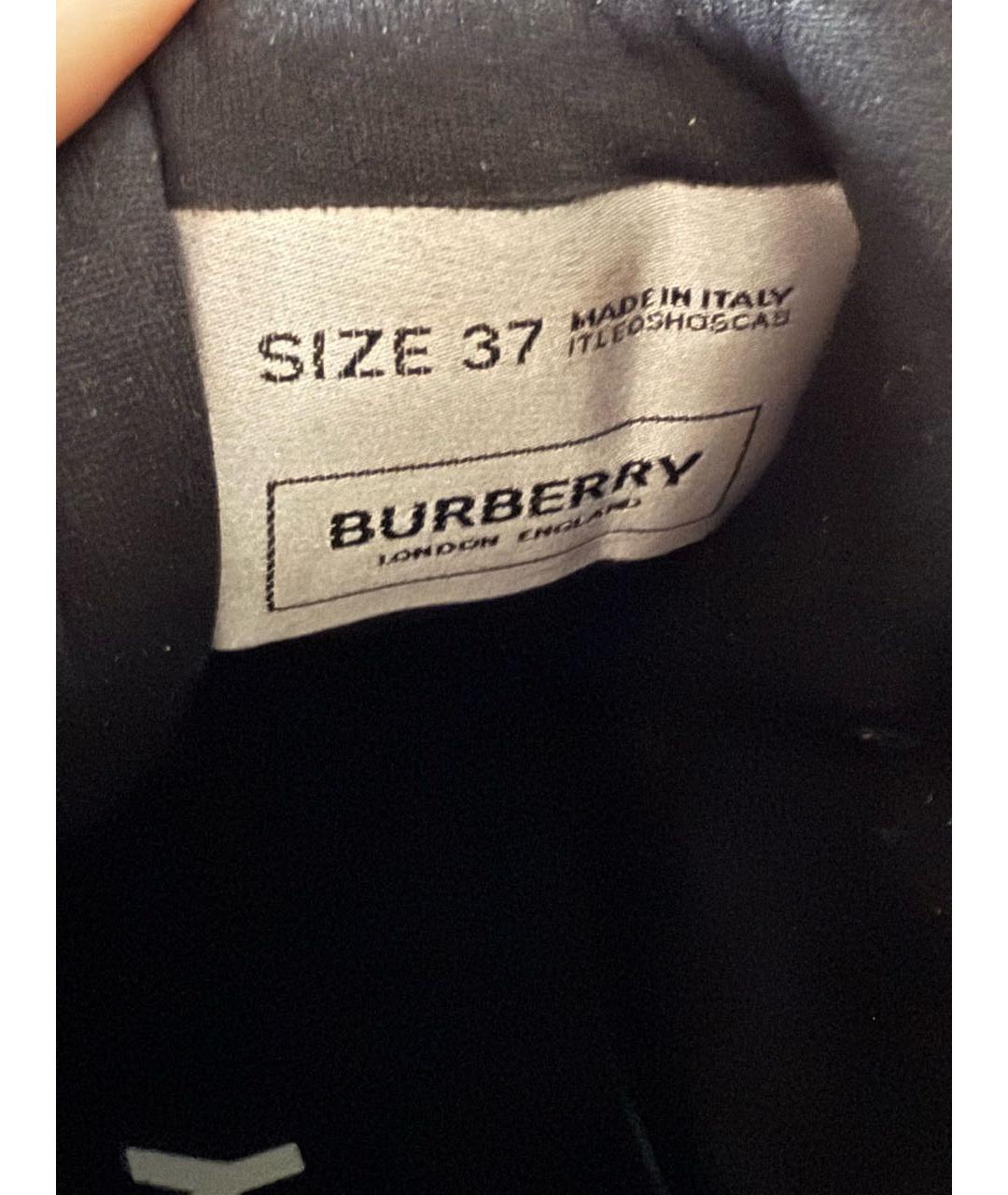 BURBERRY Черные кожаные кроссовки, фото 7