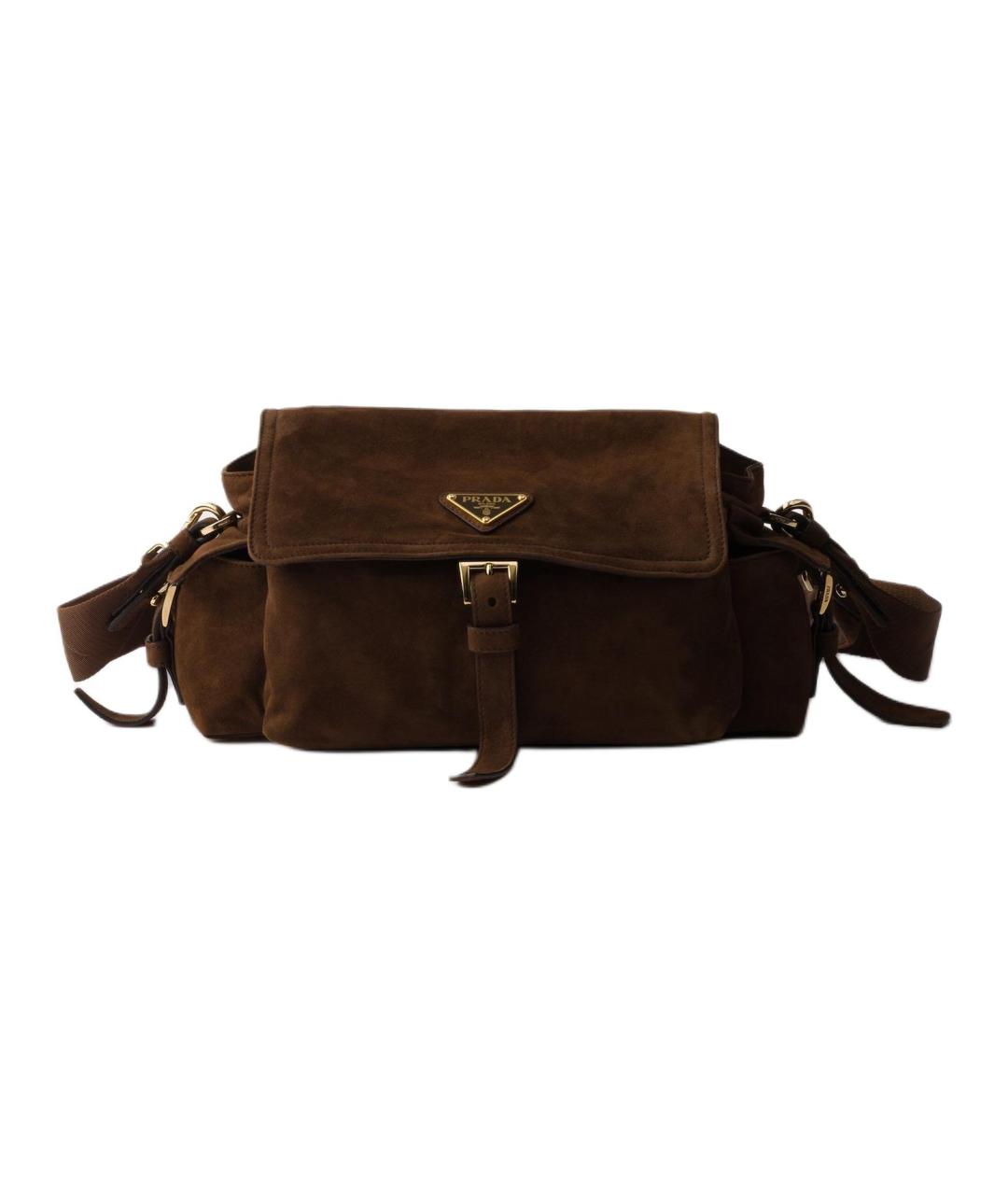 PRADA Коричневая замшевая сумка через плечо, фото 1
