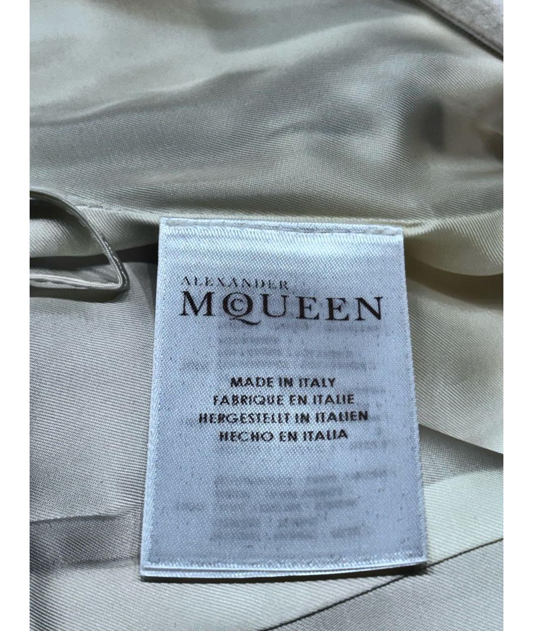 ALEXANDER MCQUEEN Белая шерстяная юбка мини, фото 8