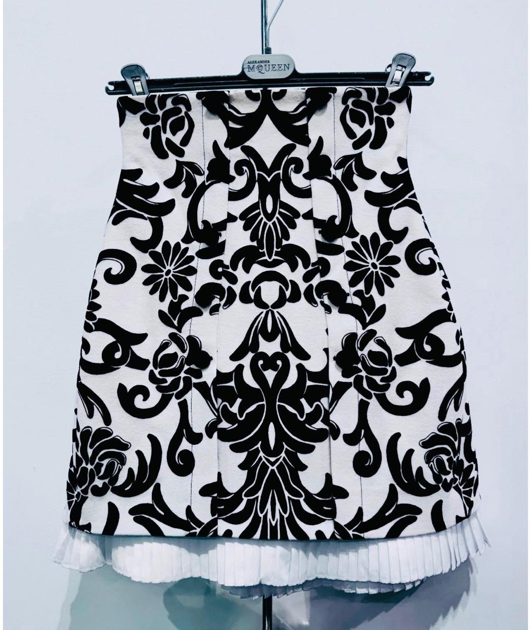 ALEXANDER MCQUEEN Белая шерстяная юбка мини, фото 9