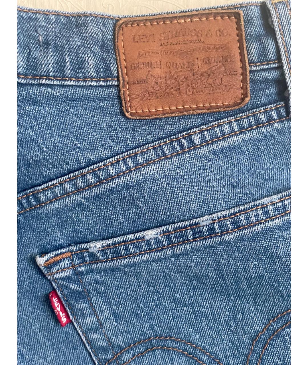LEVI'S Синие хлопковые прямые джинсы, фото 2