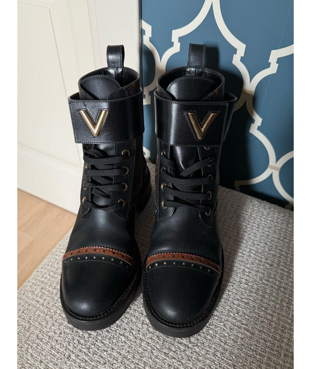 LOUIS VUITTON Черные кожаные ботинки, фото 3