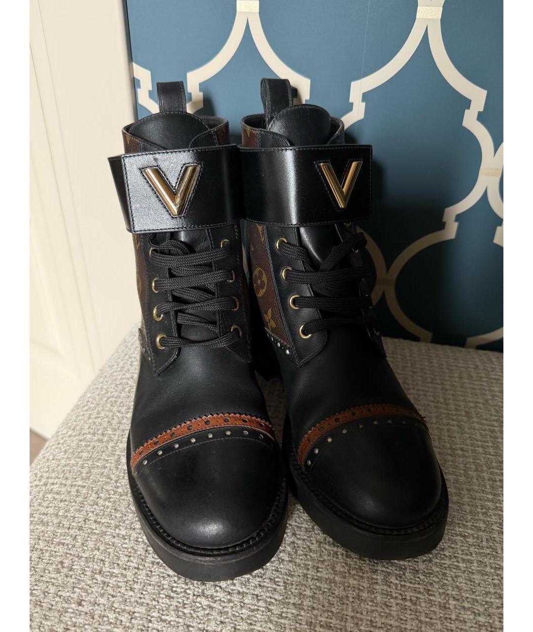 LOUIS VUITTON Черные кожаные ботинки, фото 4