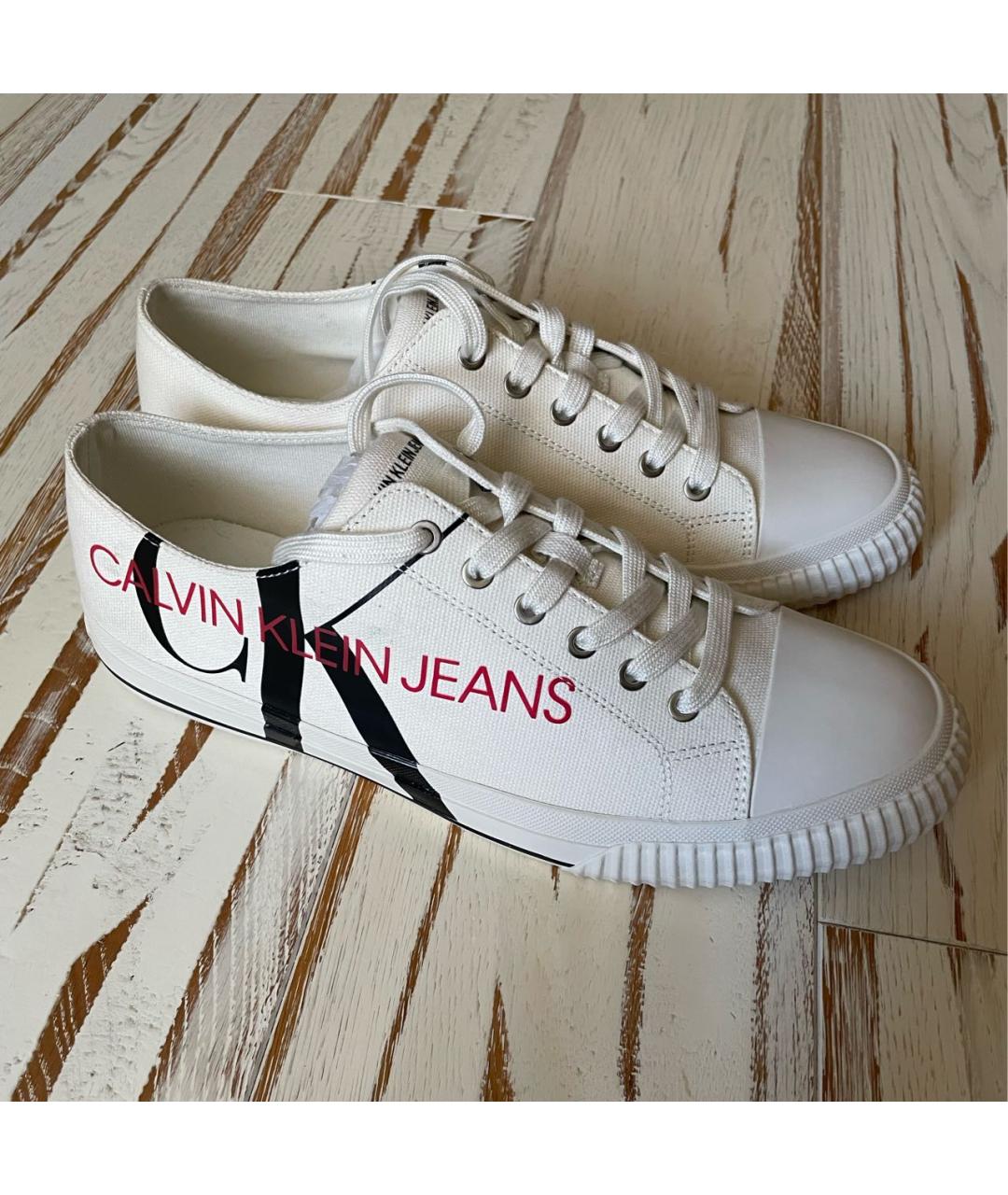 CALVIN KLEIN Белые текстильные низкие кроссовки / кеды, фото 7