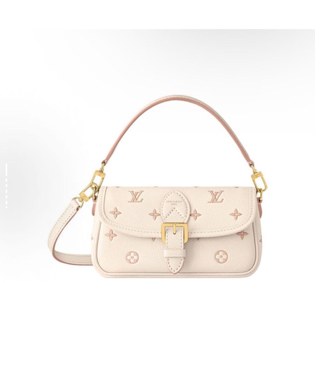 LOUIS VUITTON Бежевая кожаная сумка через плечо, фото 6