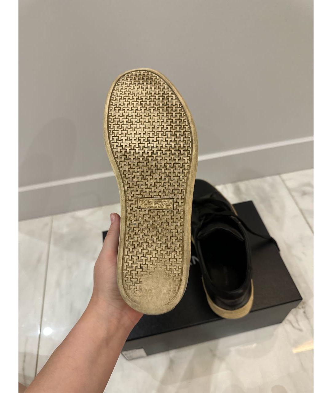 TOM FORD Черные кожаные кеды, фото 6