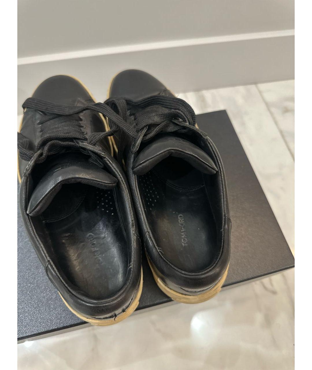 TOM FORD Черные кожаные кеды, фото 5
