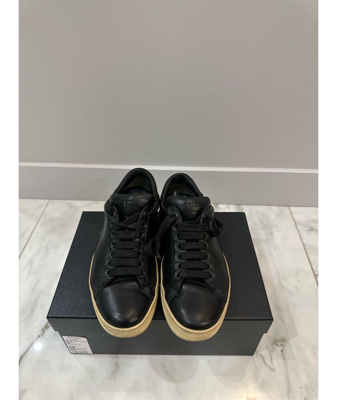 TOM FORD Черные кожаные кеды, фото 2
