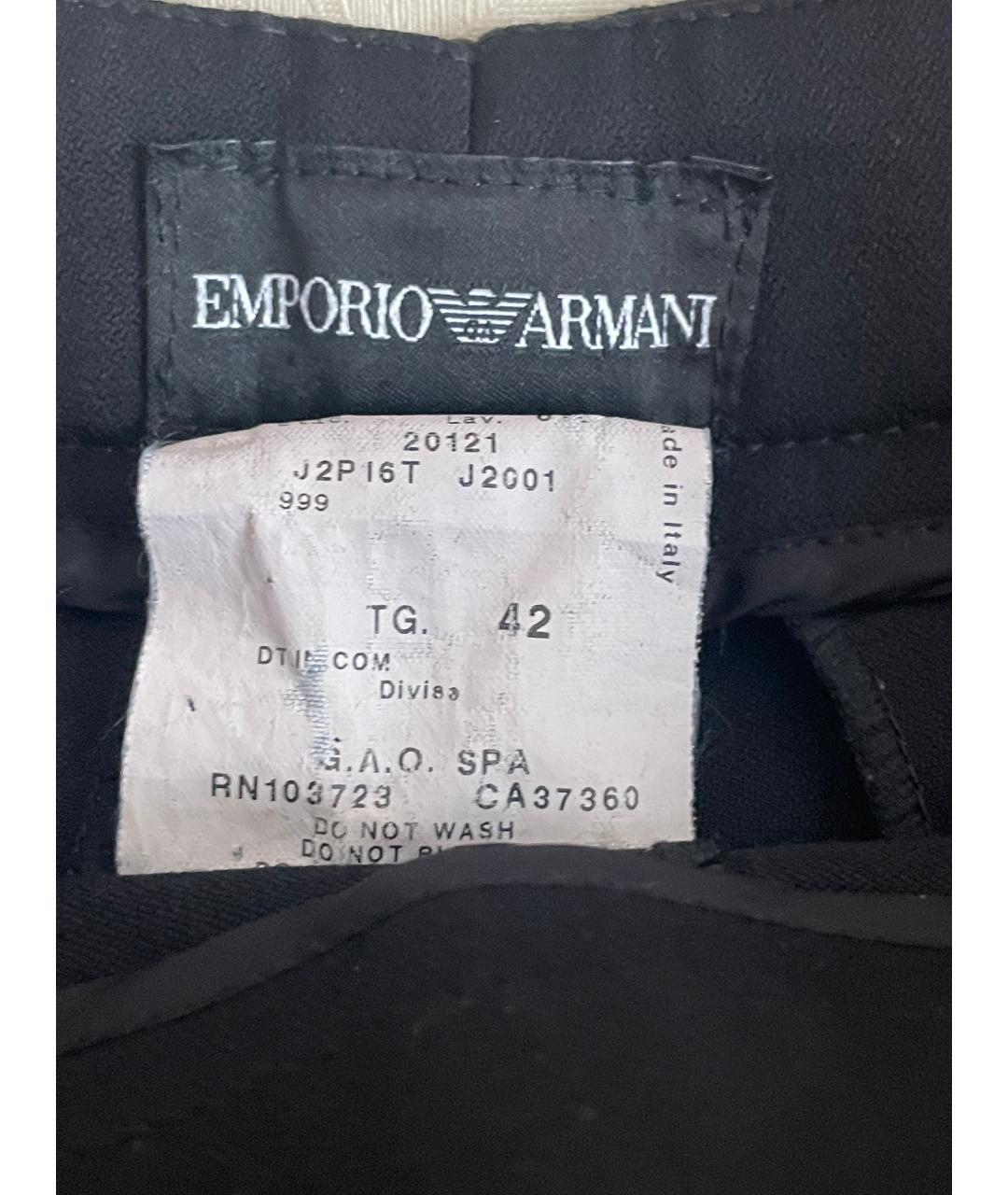 EMPORIO ARMANI Черные шерстяные брюки узкие, фото 3