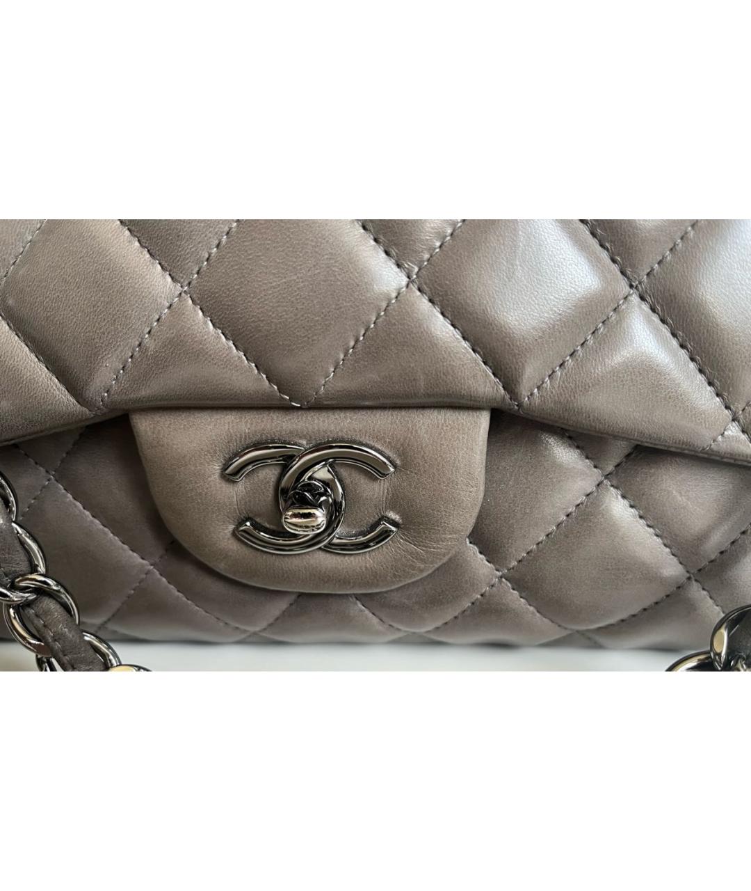 CHANEL Серая кожаная сумка через плечо, фото 3