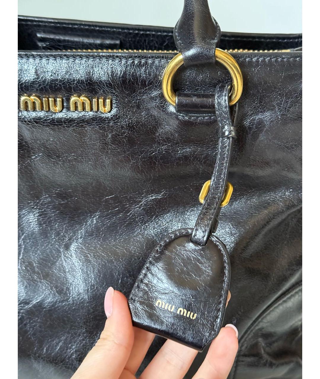 MIU MIU Черная кожаная сумка тоут, фото 4