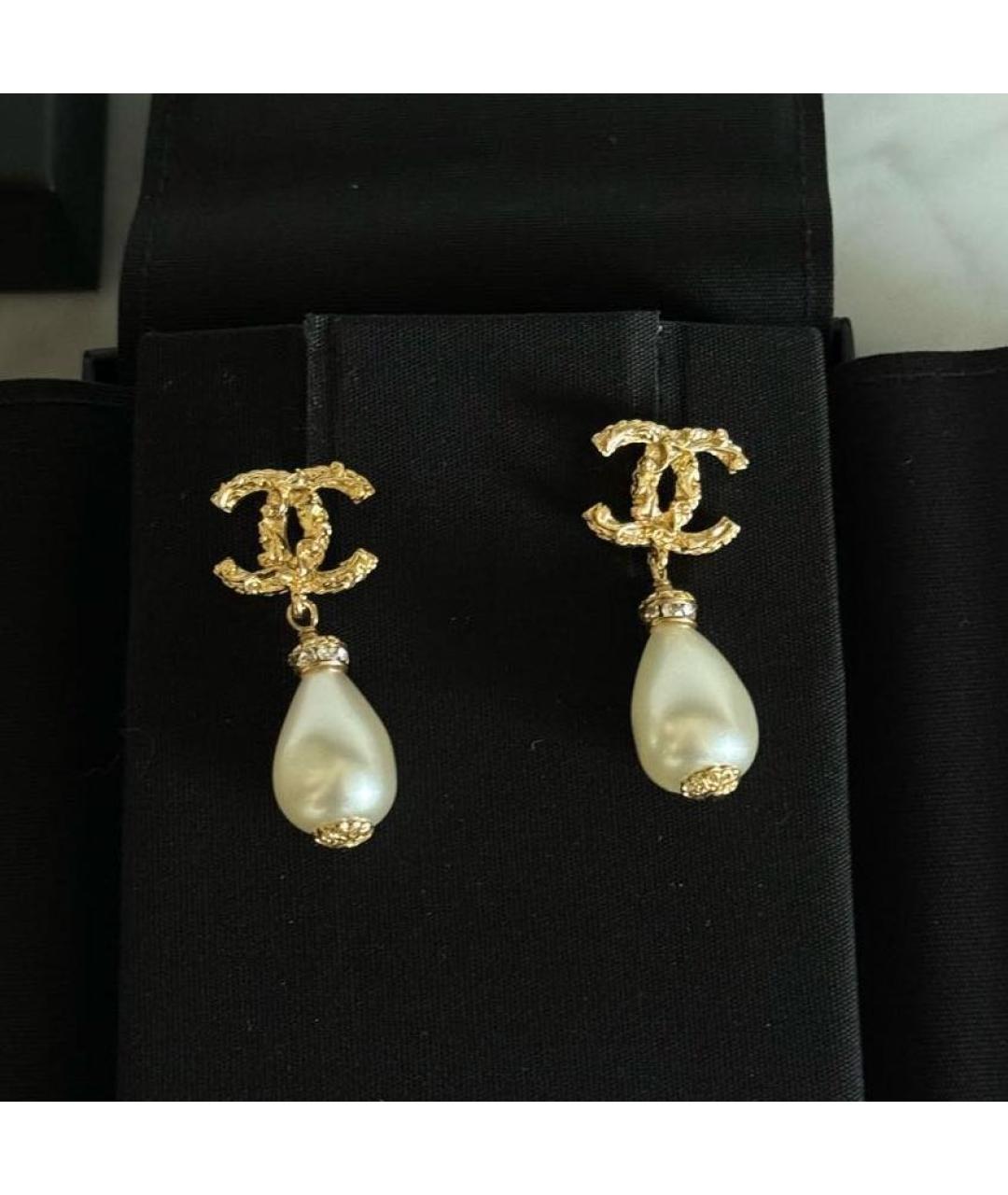 CHANEL Золотые металлические серьги, фото 5