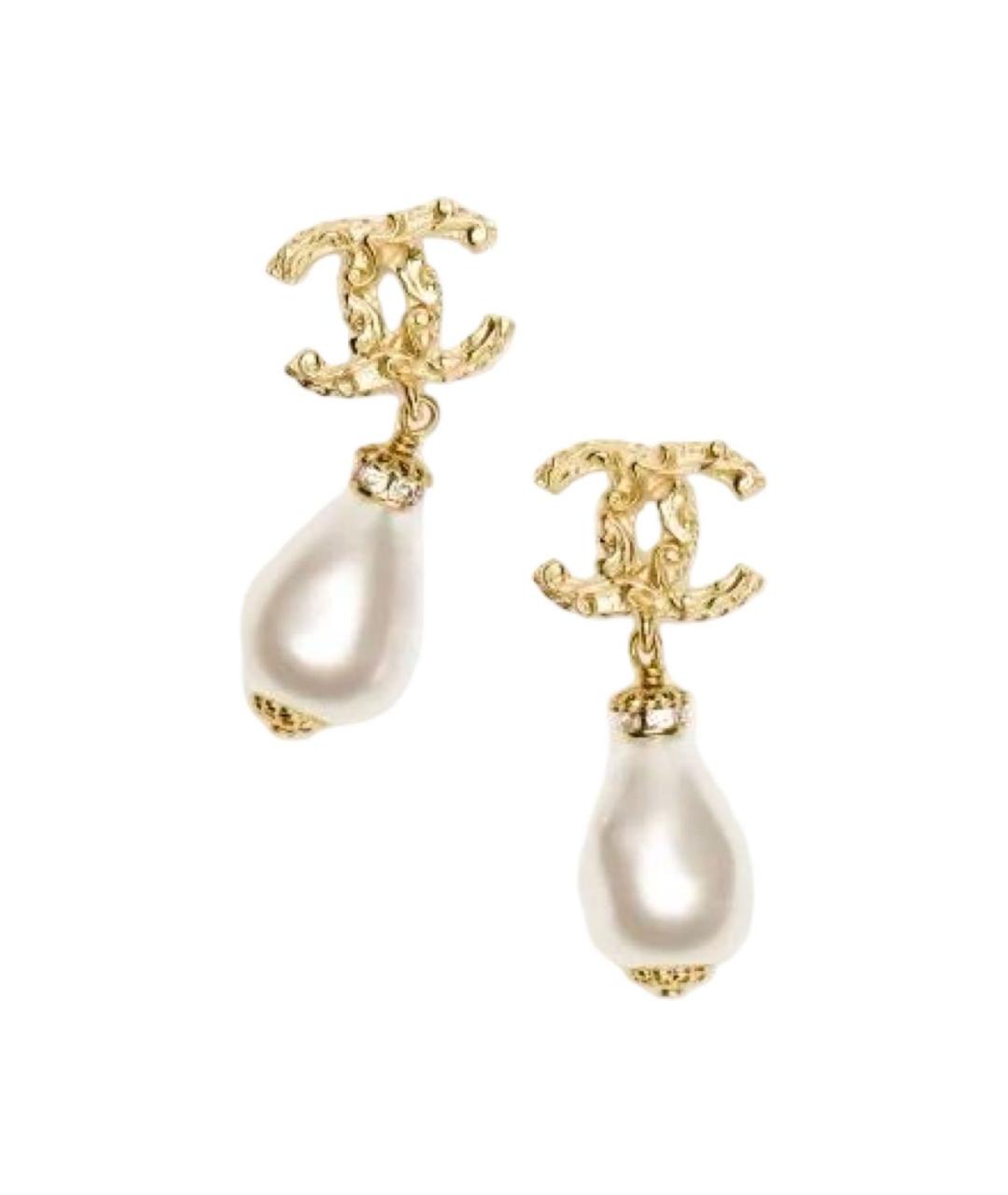 CHANEL Золотые металлические серьги, фото 1