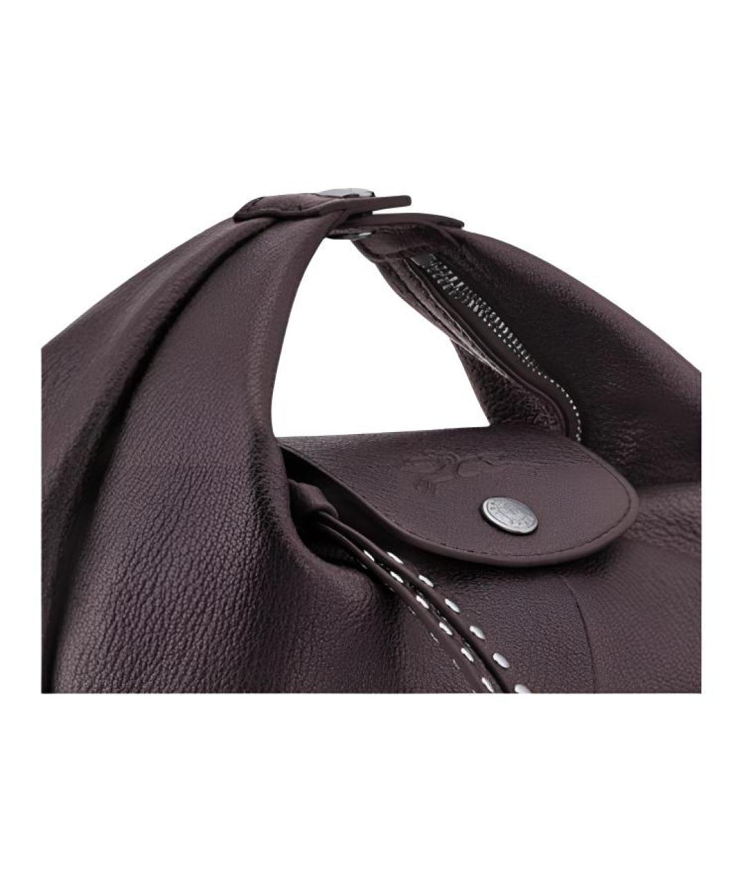 LONGCHAMP Коричневая кожаная сумка с короткими ручками, фото 4