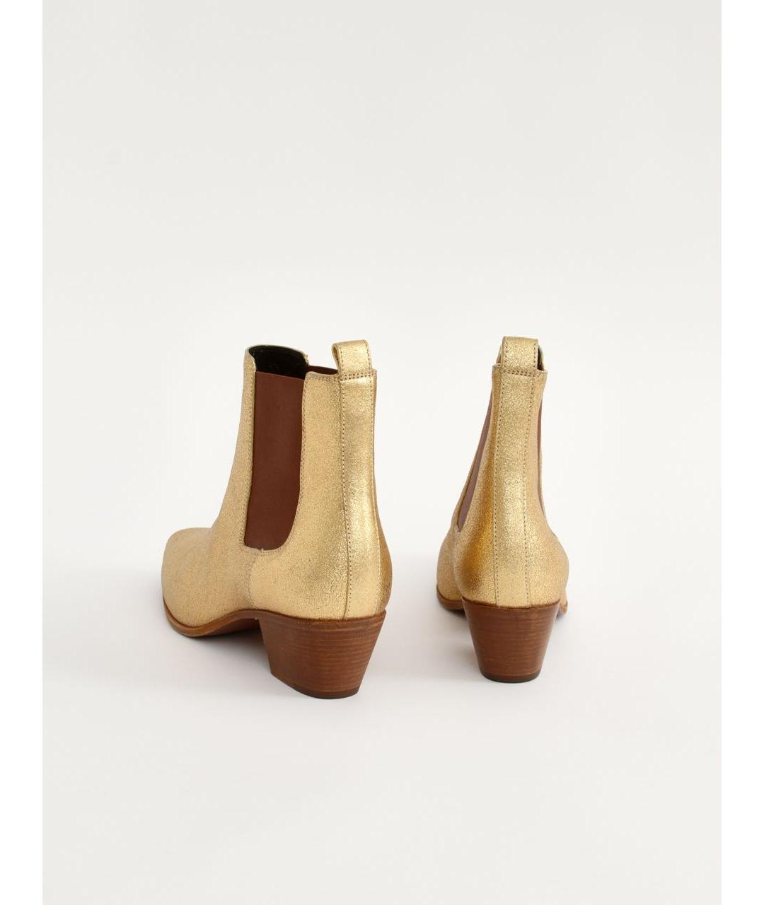 SAINT LAURENT Золотые замшевые ботильоны, фото 8