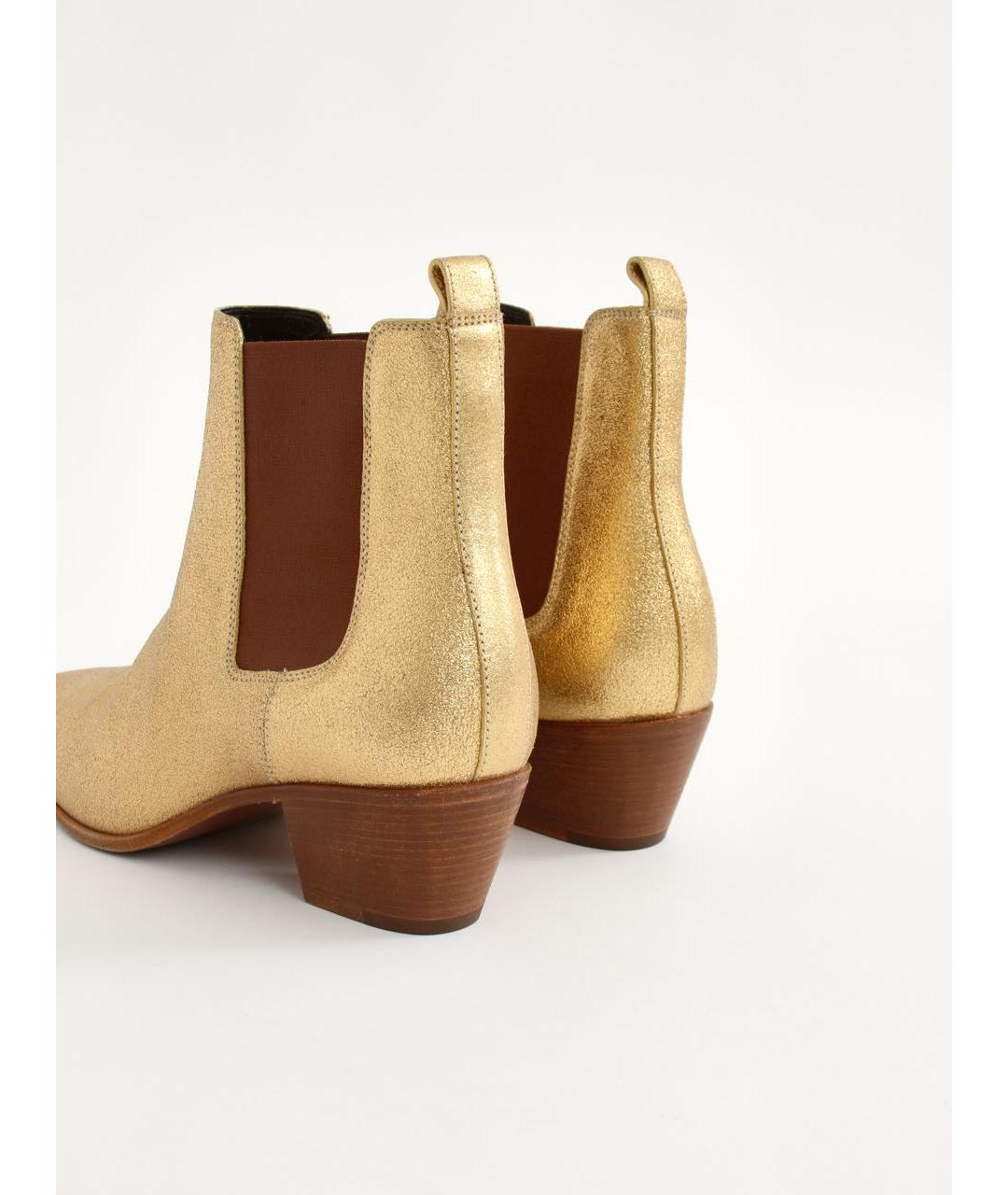 SAINT LAURENT Золотые замшевые ботильоны, фото 4