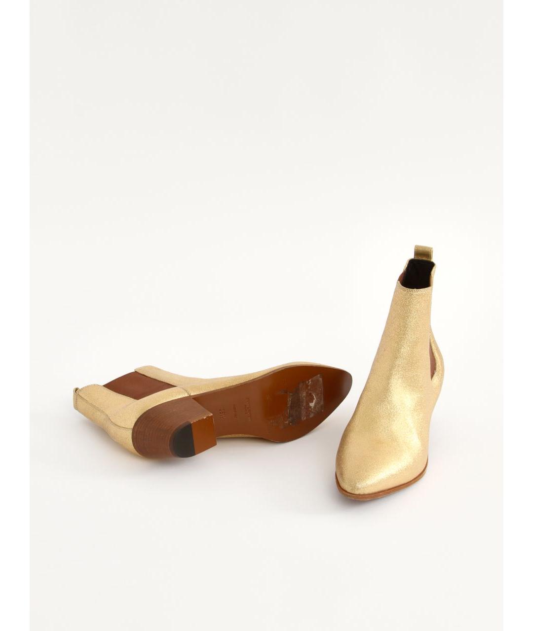 SAINT LAURENT Золотые замшевые ботильоны, фото 3