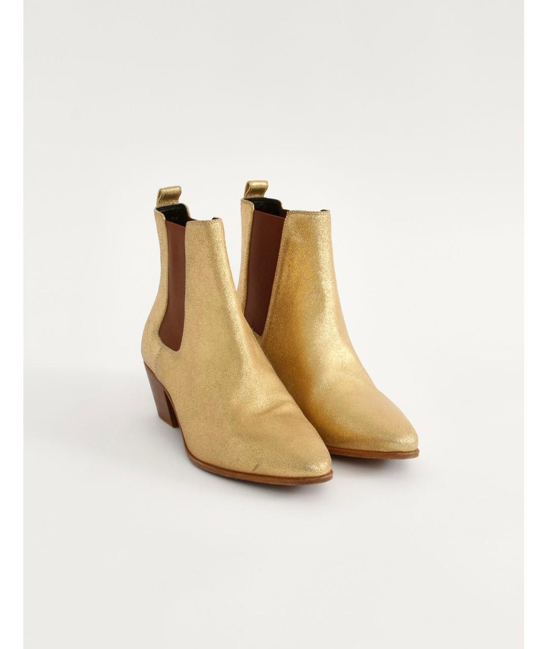 SAINT LAURENT Золотые замшевые ботильоны, фото 2