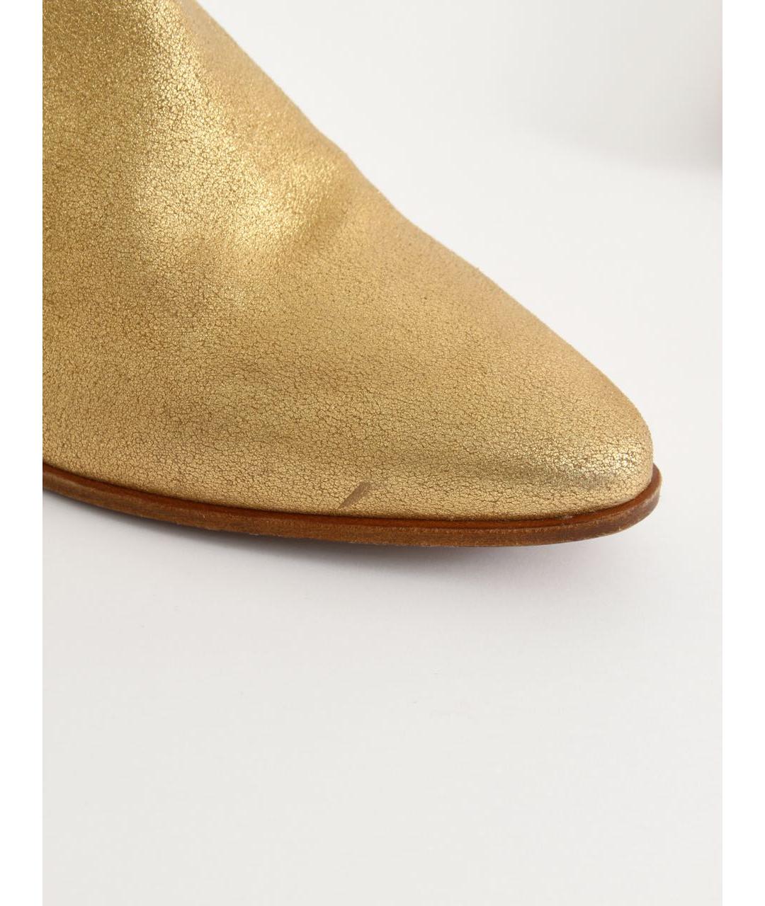 SAINT LAURENT Золотые замшевые ботильоны, фото 5