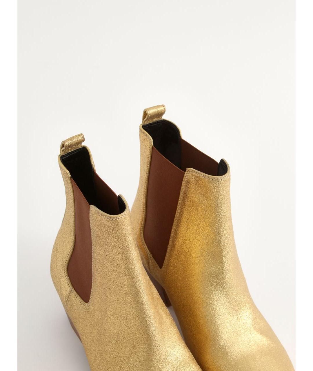 SAINT LAURENT Золотые замшевые ботильоны, фото 6