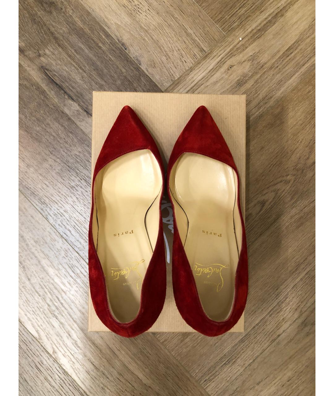 CHRISTIAN LOUBOUTIN Бордовые замшевые туфли, фото 3