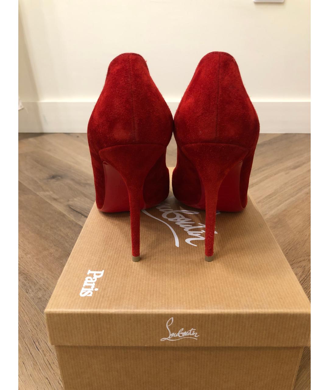 CHRISTIAN LOUBOUTIN Бордовые замшевые туфли, фото 4