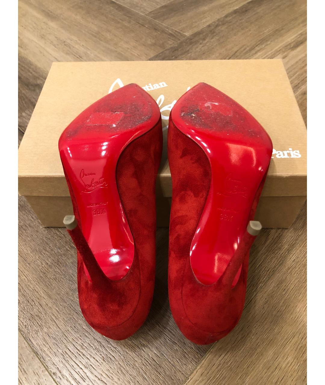 CHRISTIAN LOUBOUTIN Бордовые замшевые туфли, фото 5