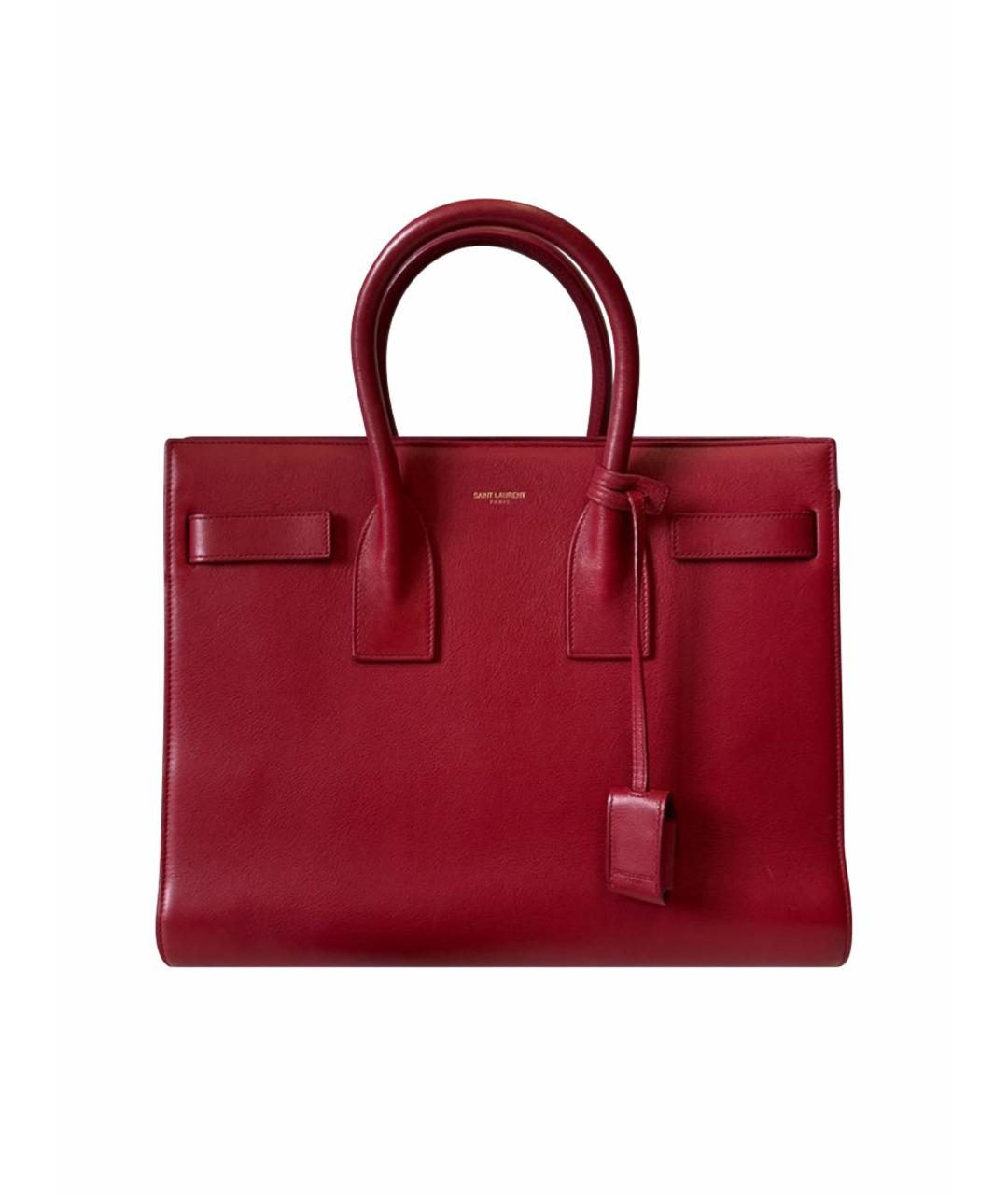 SAINT LAURENT Красная кожаная сумка тоут, фото 1