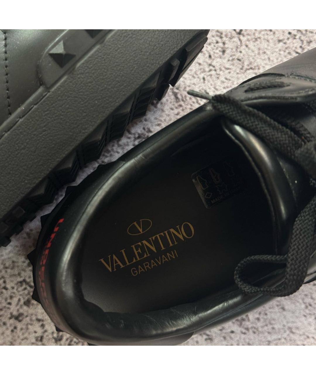 VALENTINO Черные кожаные низкие кроссовки / кеды, фото 3