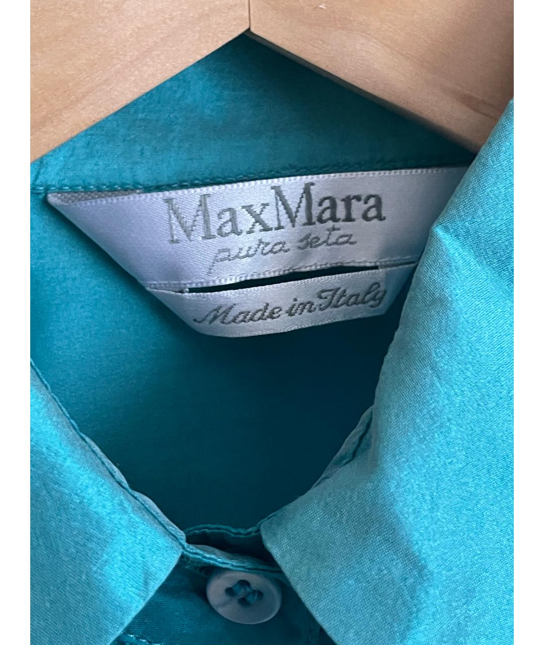 MAX MARA Бирюзовая шелковая блузы, фото 3