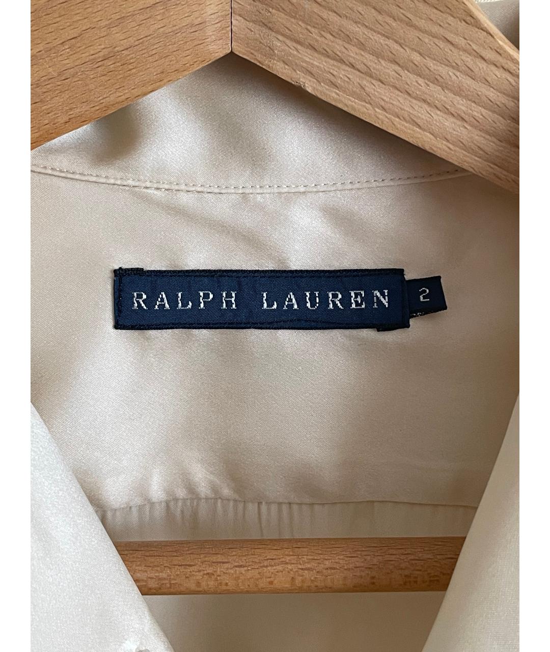 RALPH LAUREN Бежевая шелковая рубашка, фото 4