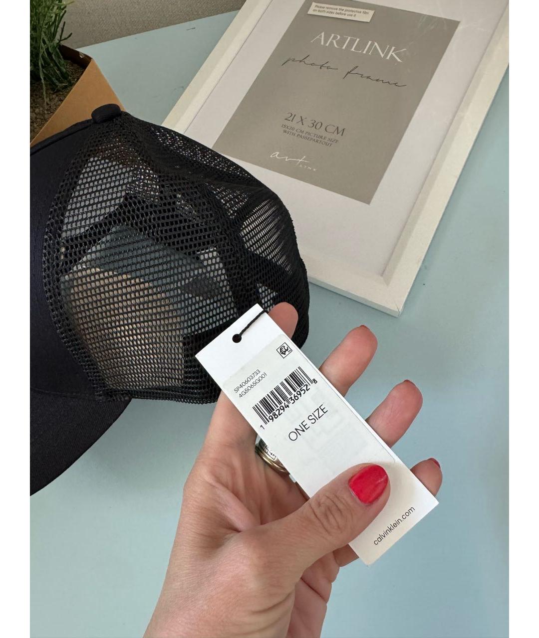 CALVIN KLEIN Черная хлопковая кепка/бейсболка, фото 6