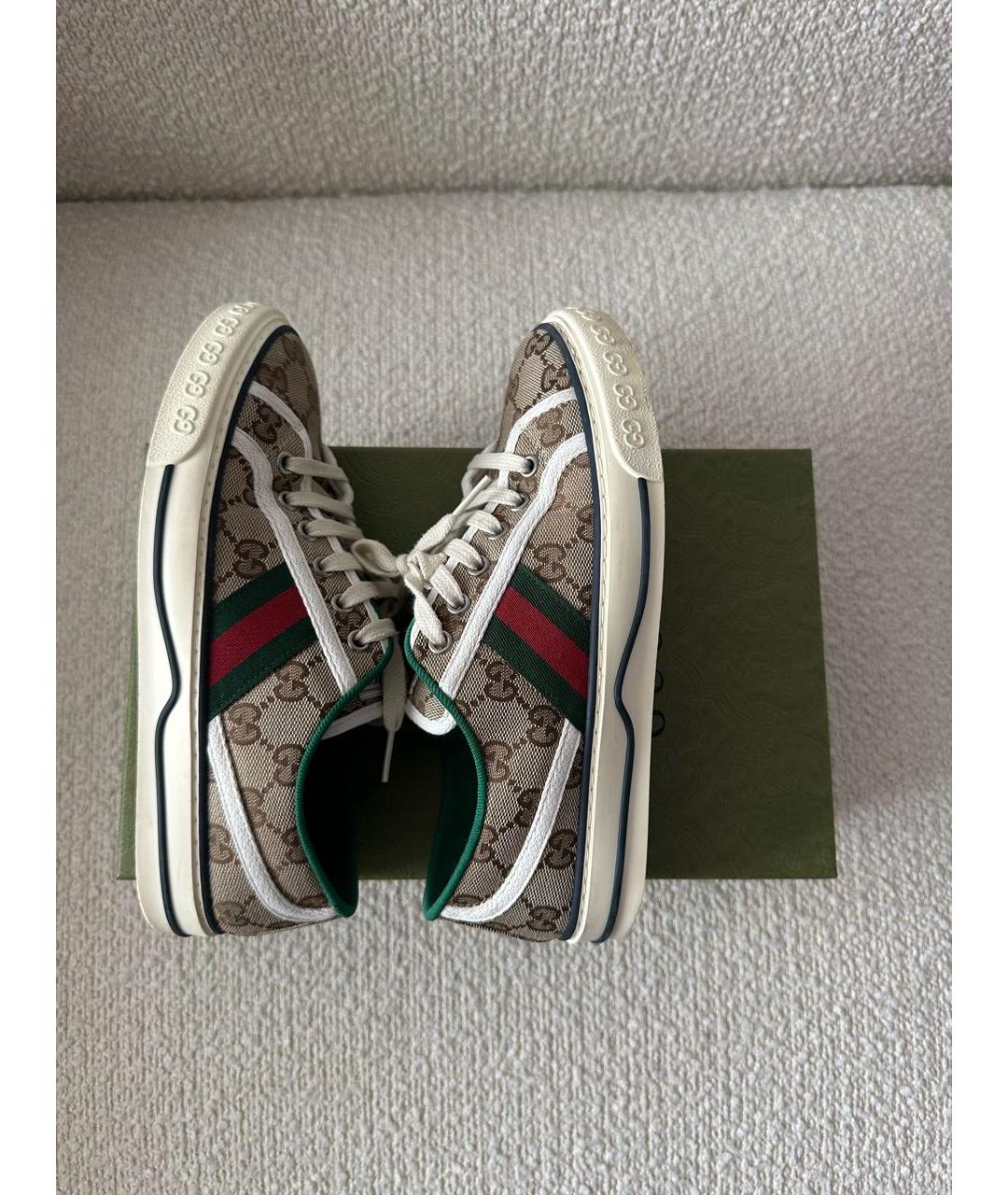GUCCI Коричневые текстильные кеды, фото 3