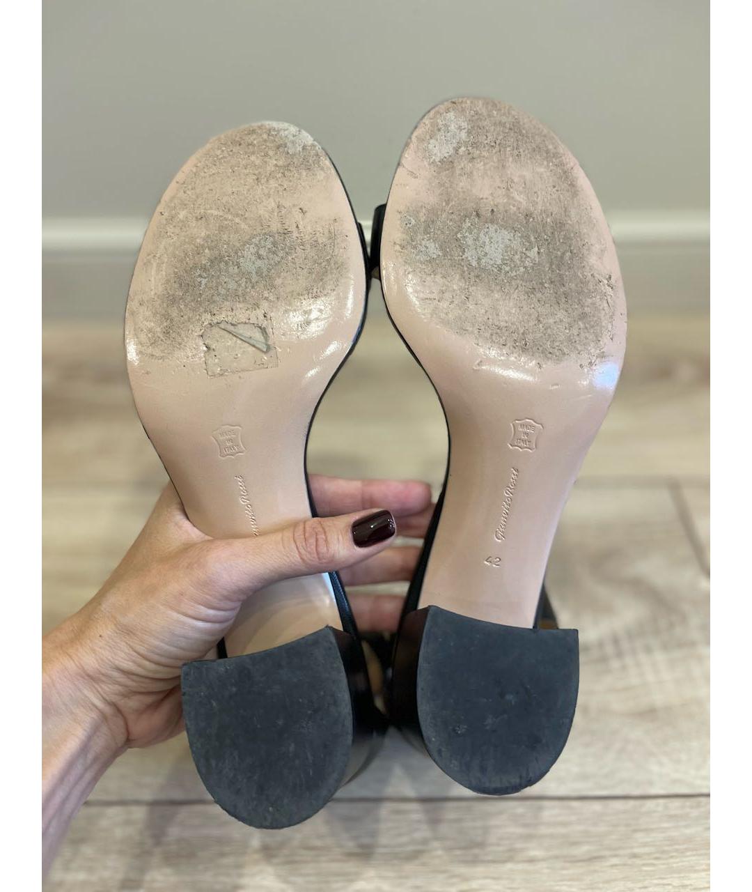 GIANVITO ROSSI Черные кожаные босоножки, фото 5