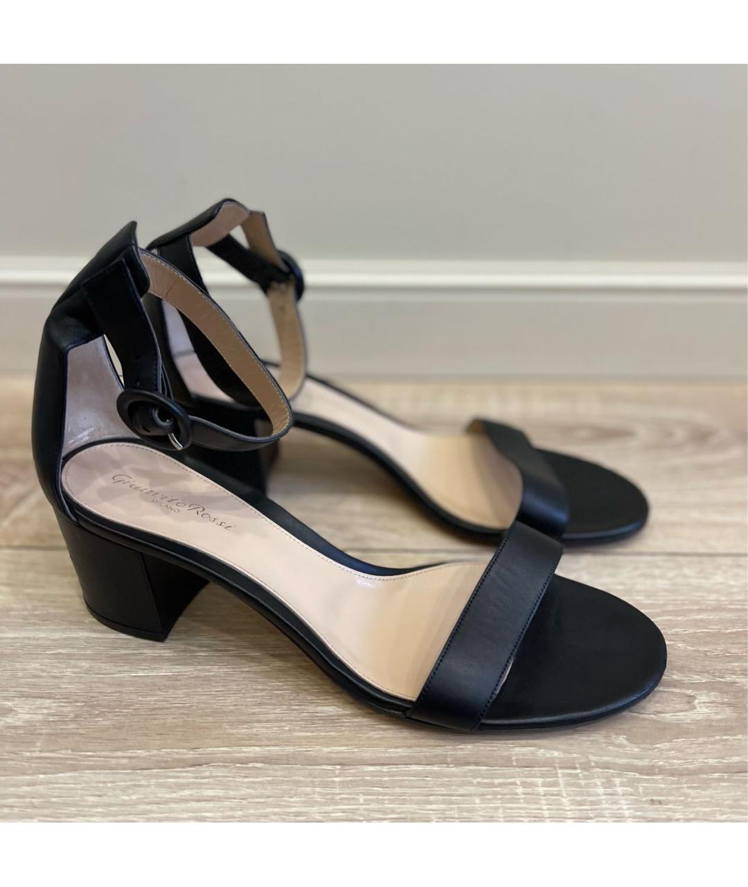 GIANVITO ROSSI Черные кожаные босоножки, фото 6