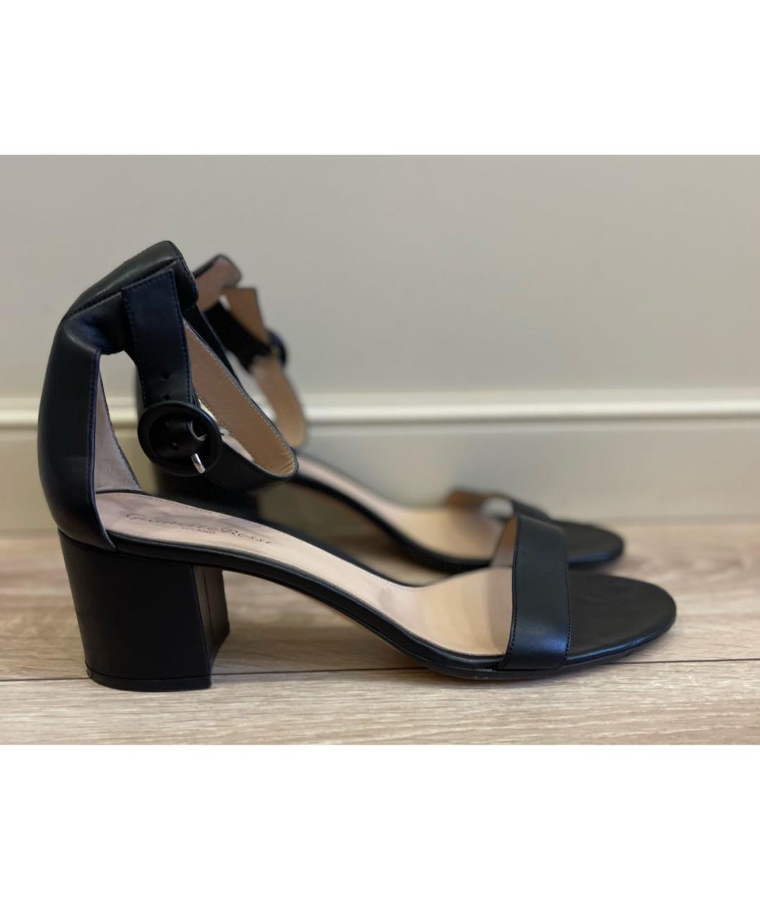 GIANVITO ROSSI Черные кожаные босоножки, фото 7