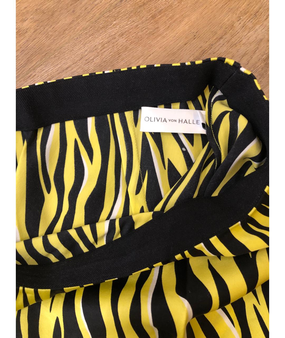 OLIVIA VON HALLE Желтая шелковая юбка миди, фото 3