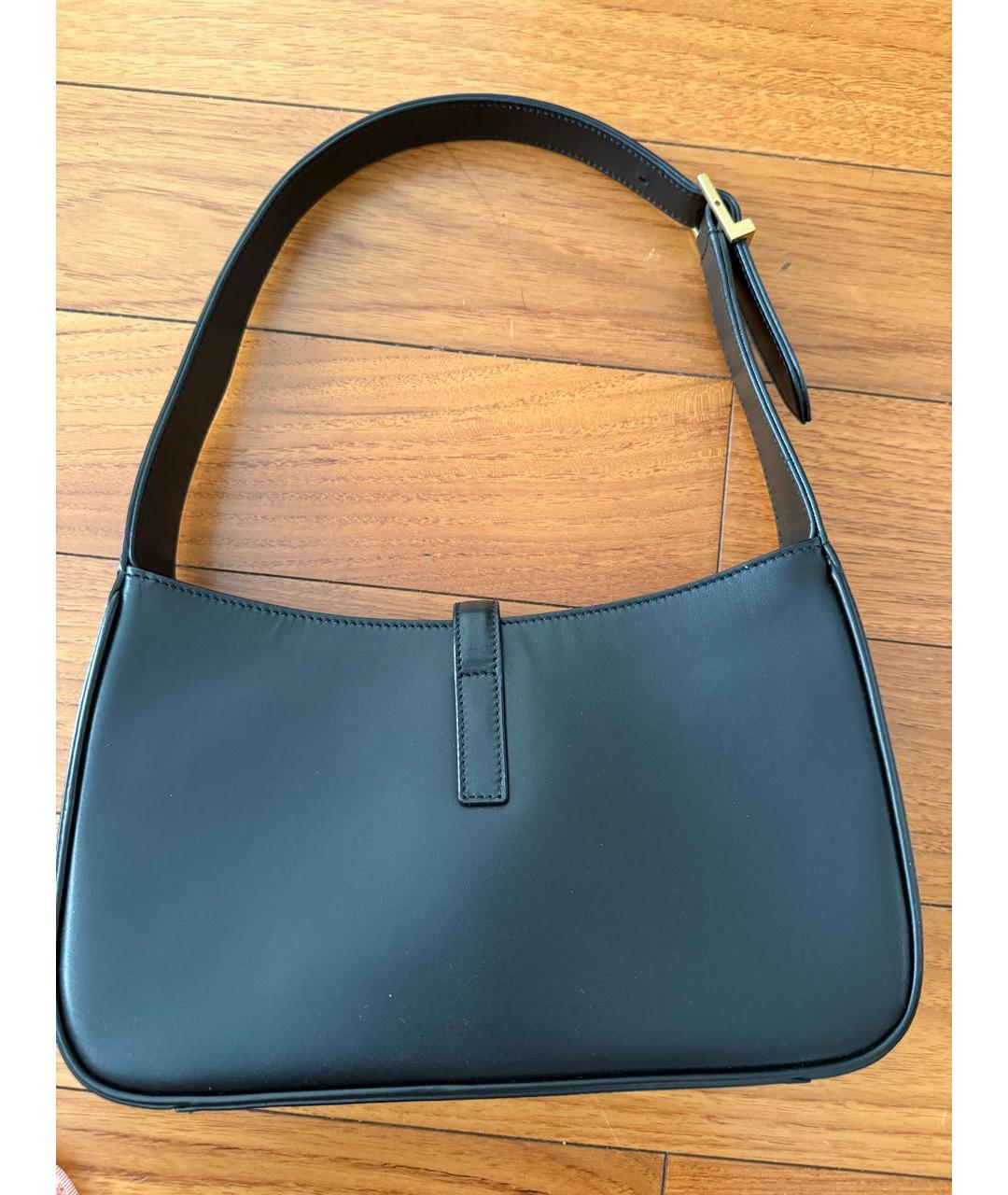 SAINT LAURENT Черная кожаная сумка с короткими ручками, фото 7