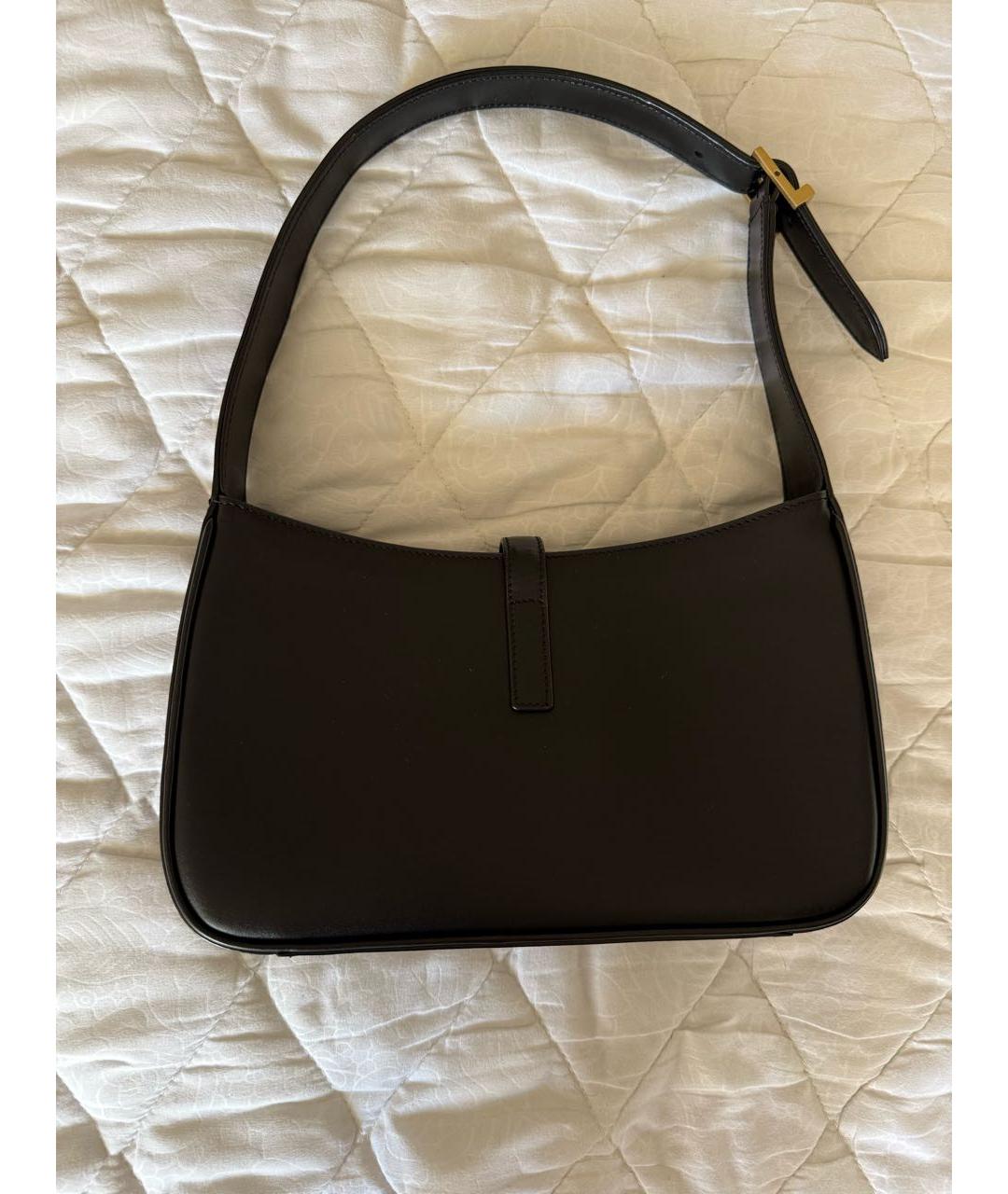 SAINT LAURENT Черная кожаная сумка с короткими ручками, фото 3