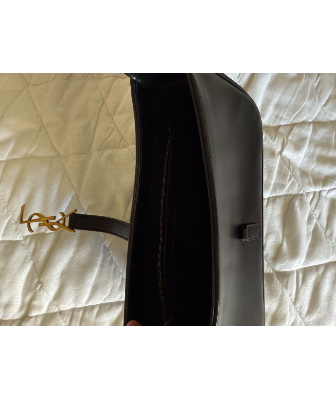 SAINT LAURENT Черная кожаная сумка с короткими ручками, фото 8