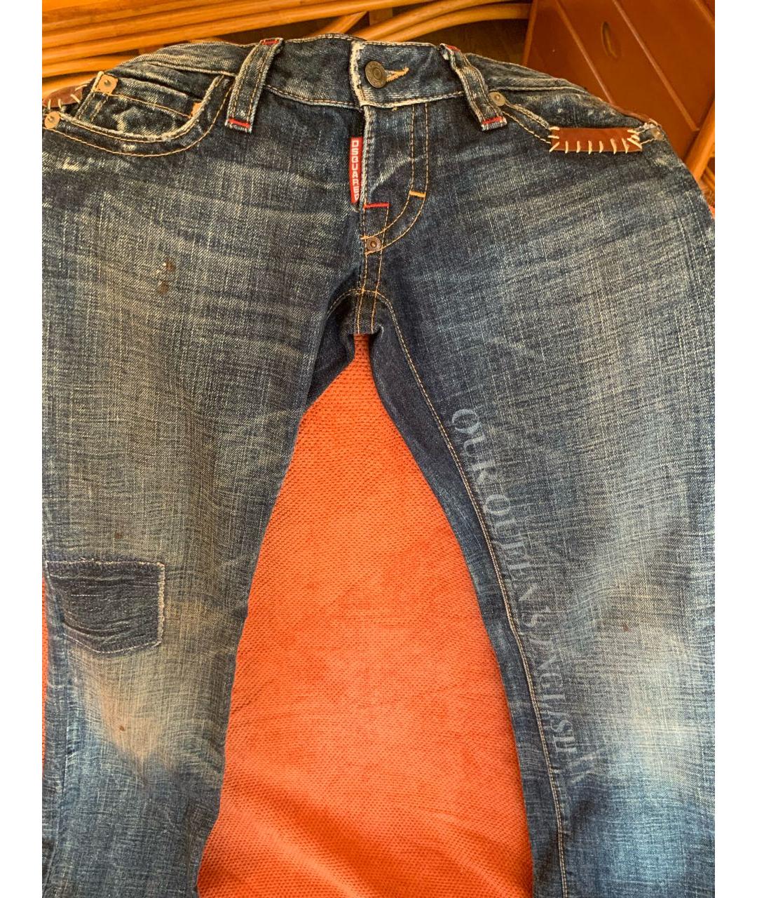 DSQUARED2 Синие хлопковые прямые джинсы, фото 5