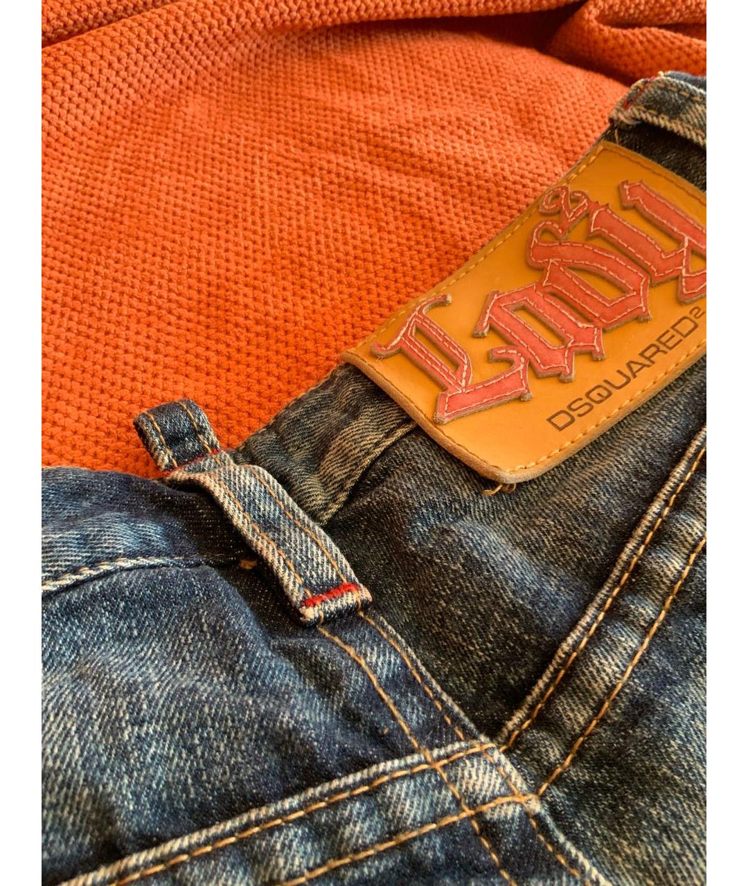 DSQUARED2 Синие хлопковые прямые джинсы, фото 4
