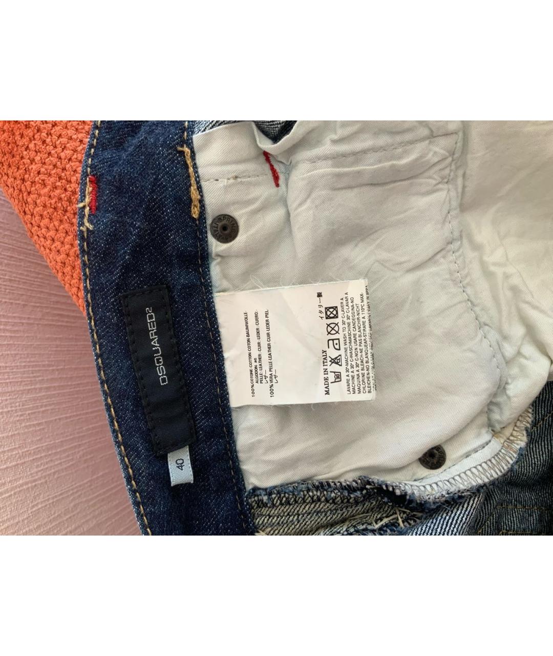 DSQUARED2 Синие хлопковые прямые джинсы, фото 3