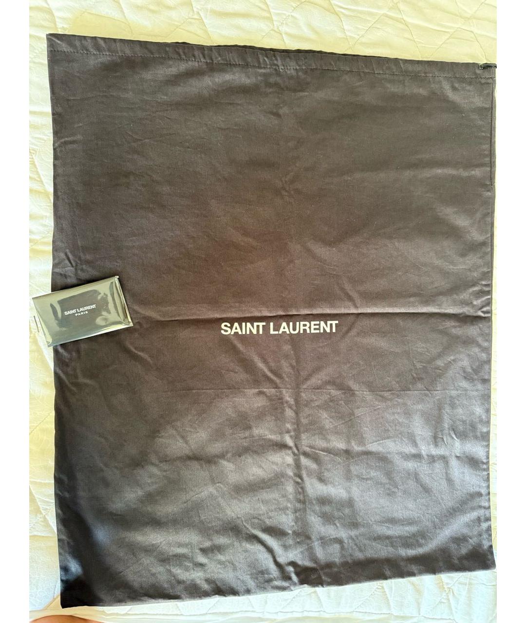 SAINT LAURENT Черная кожаная сумка тоут, фото 5