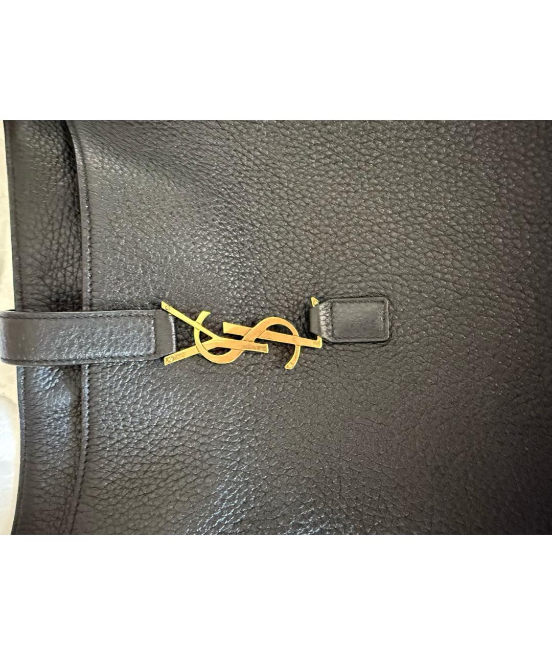 SAINT LAURENT Черная кожаная сумка тоут, фото 3