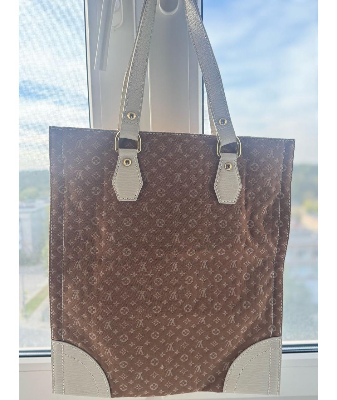 LOUIS VUITTON Коричневая тканевая пляжная сумка, фото 2