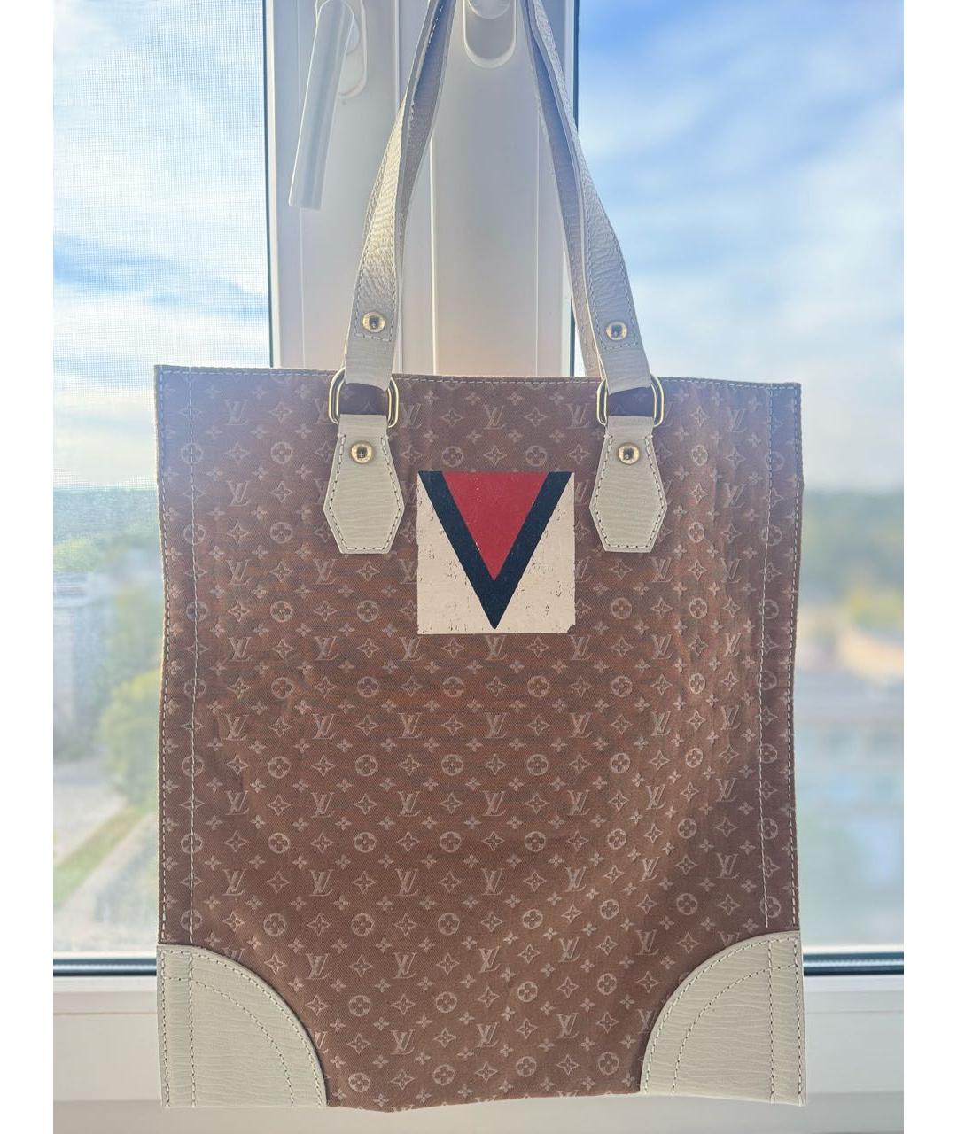 LOUIS VUITTON Коричневая тканевая пляжная сумка, фото 6