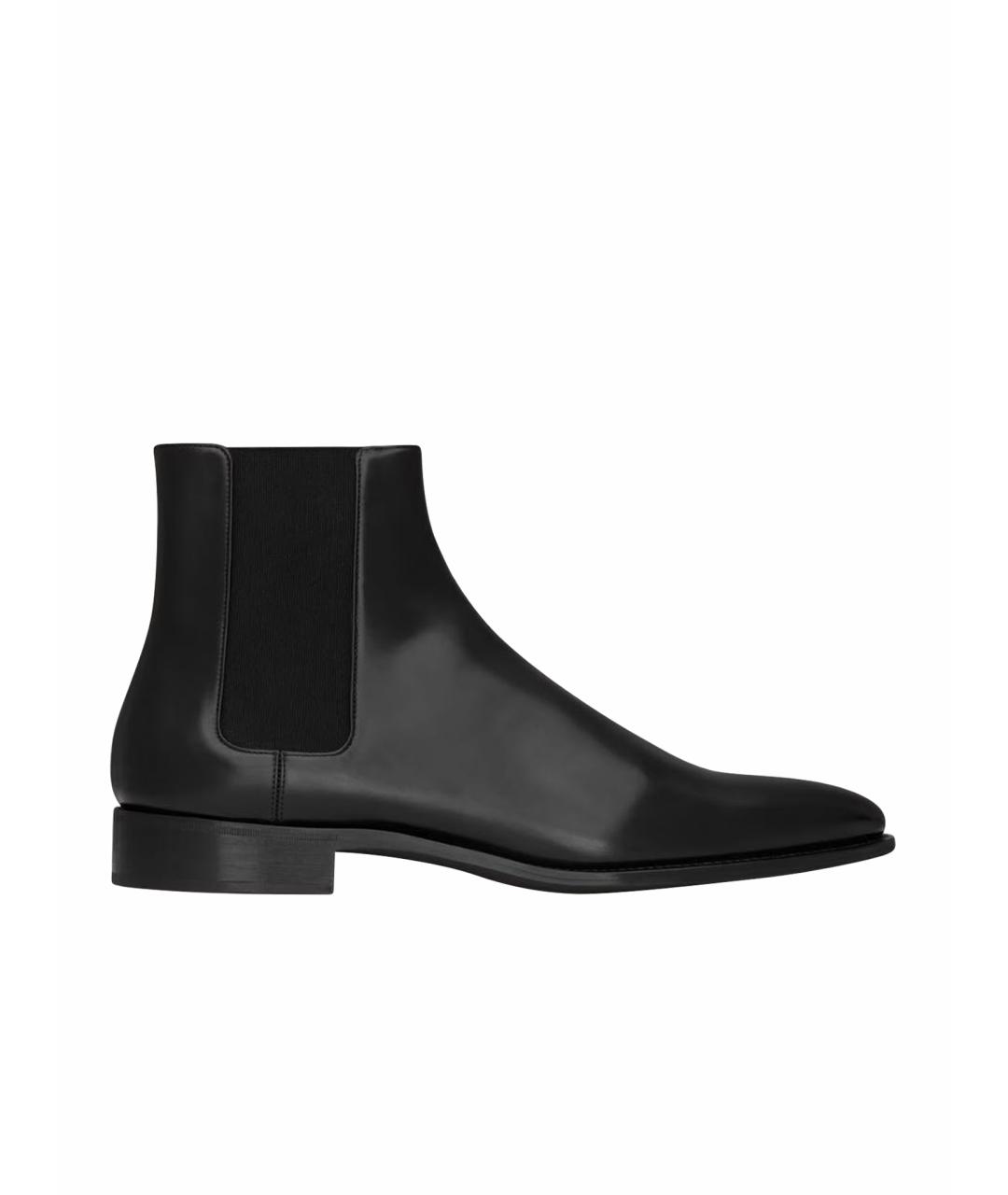 SAINT LAURENT Черные кожаные низкие ботинки, фото 1