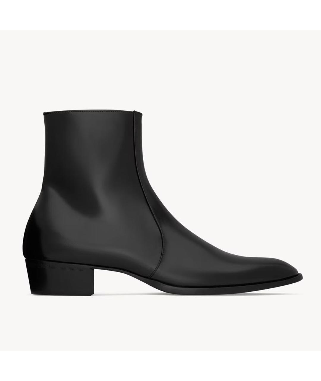 SAINT LAURENT Черные кожаные высокие ботинки, фото 5