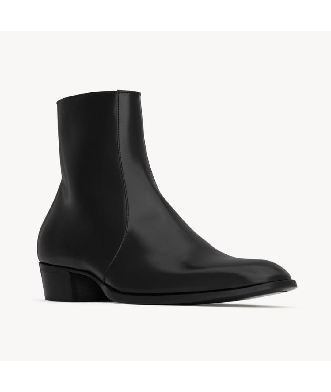 SAINT LAURENT Черные кожаные высокие ботинки, фото 4
